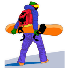 Colorful Illustration Of Guy Holding Snowboard Sticker