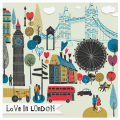 Colorful Illustration Of Love In London Landmarks Sticker