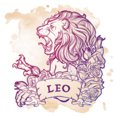 Colorful Leo Lion In Decorative Frame Of Roses Sticker