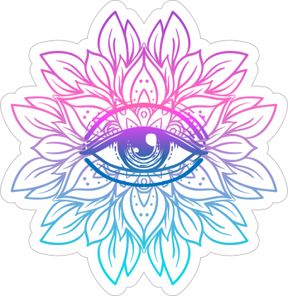 Colorful Lotus with Third Eye Mandala Boho Sticker