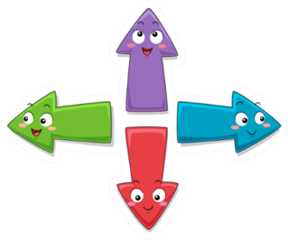 Colorful Mascot Illustration Featuring Arrows Sticker
