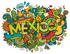 Colorful Mexico Doodles Sticker