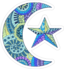 Colorful Moon And Star Sticker