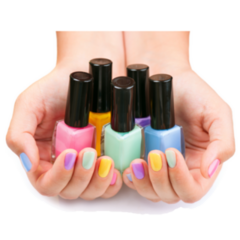 Colorful Nail Polish Held In Palms Of Hands Sticker 