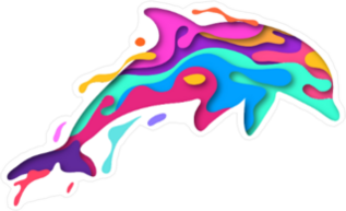 Colorful Paper Cut Dolphin Sticker