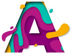 Colorful Paper Cut Letter A Sticker