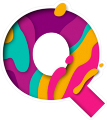 Colorful Paper Cut Letter Q Sticker