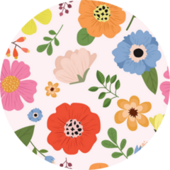 Colorful Pattern of Flowers and Poppies Sticker