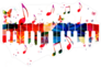 Colorful Piano Keys Silhouette Sticker