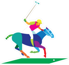 Colorful Polo Player Quickly Riding A Horse Sticker