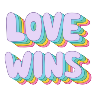 Colorful Pop Art Love Wins Lettering Sticker