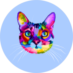 Colorful Pop Art Style Cat Head Sticker