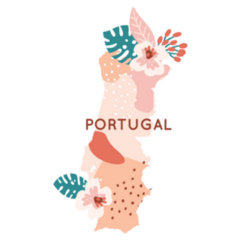Colorful Portugal Map Cute Floral Ornaments Sticker