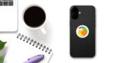 Colorful Rainbow Beach Ball Sticker on a Phone (New) example