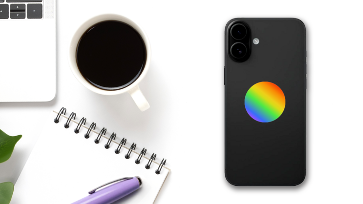 Colorful Rainbow Gradient Sticker on a Phone (New) example