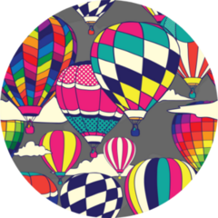 Colorful Retro Pop Hot Air Balloons Sticker