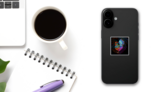 Colorful Rooster Animal Mandala Sticker on a Phone (New) example