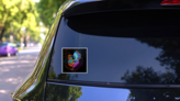 Colorful Rooster Animal Mandala Sticker on a Rear Car Window (New) example
