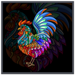 Colorful Rooster Animal Mandala Sticker