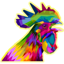 Colorful Rooster Chicken Head On Pop Art Sticker