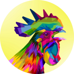 Colorful Rooster Chicken Head On Pop Art Sticker