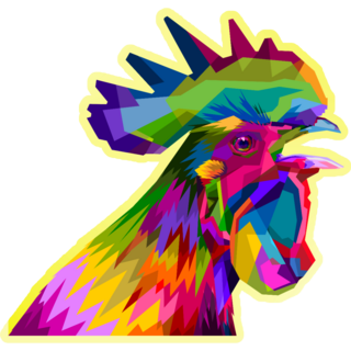 Colorful Rooster Chicken Head On Pop Art Sticker