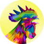 Colorful Rooster Chicken Head On Pop Art Sticker