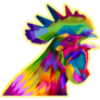 Colorful Rooster Chicken Head On Pop Art Sticker