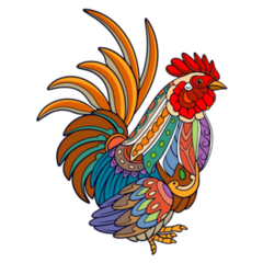 Colorful Rooster Mandala Arts Sticker