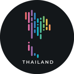 Colorful Rounded Thailand Map On Black Sticker