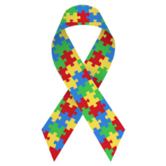 Colorful Satin Puzzle Ribbon Autism Sticker