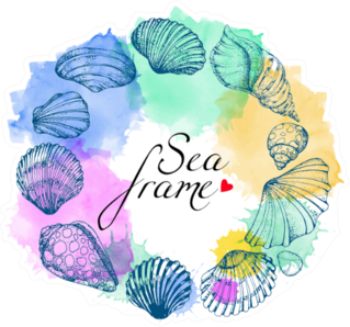 Colorful Sea Shells Hand Drawn Vintage Sea Frame Sticker