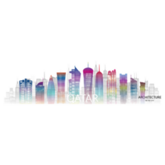 Colorful Skyline Of Qatar Sticker