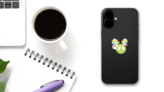 Colorful Splash Peace Sign Sticker on a Phone (New) example