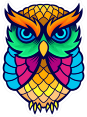 Colorful Stained Glass Owl Sticker