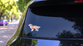 Colorful Standing Bernese Sticker on a Rear Car Window (New) example