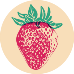Colorful Strawberry Retro Sticker 