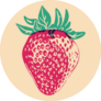 Colorful Strawberry Retro Sticker