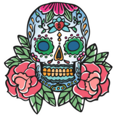 Colorful Sugar Skull And Rose Sticker