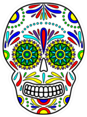 Colorful Sugar Skull With Floral Ornament Sticker