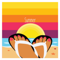 Colorful Summer Sunset Flip Flop Sticker