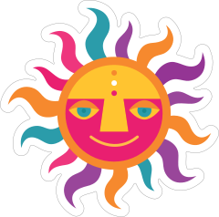 Colorful Sun Hippie Sticker