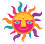 Colorful Sun Hippie Sticker