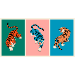 Colorful Tigers Sticker