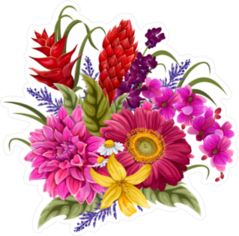 Colorful Vintage Flower Bouquet Sticker