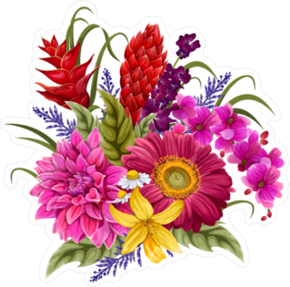 Colorful Vintage Flower Bouquet Sticker