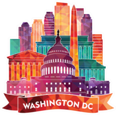Colorful Washington DC Skyline Sticker
