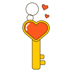 Colorful Y2k Heart Key Pendant Sticker