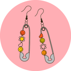 Colorful Y2k Safety Pin Earrings Sticker