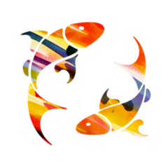 Colorful Zodiac Sign Pisces Abstract Fish Sticker